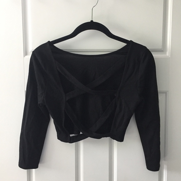 Tobi Tops - Open Back Black Crop Top